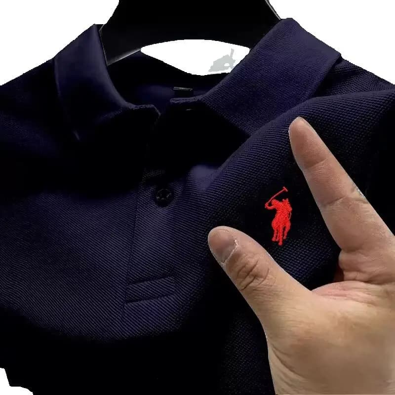 New Men's High-Quality Embroidered Logo Short-Sleeved Polo Shirt, Summer Fashion, Casual, Comfortable, Breathable T-Shirt Top