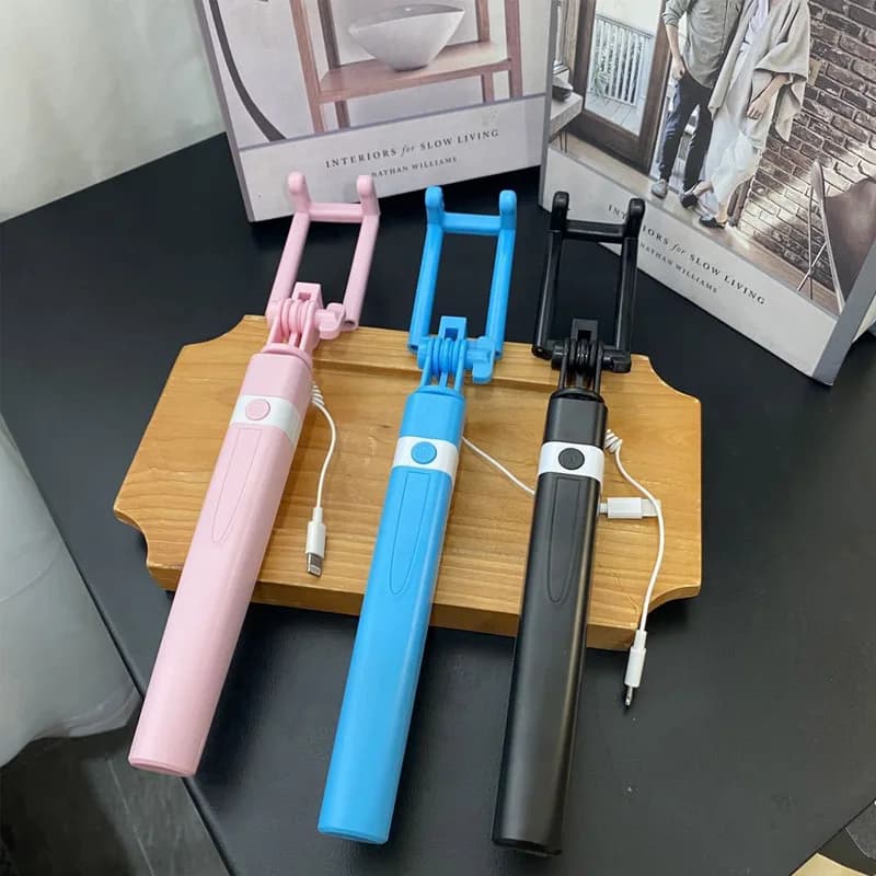 Mini selfie stick controllato da filo per selfie con spina tipo C da 3,5 mm Rosa/Blu/Nero Adatto per restringimento stick Android Stretch da 18 cm