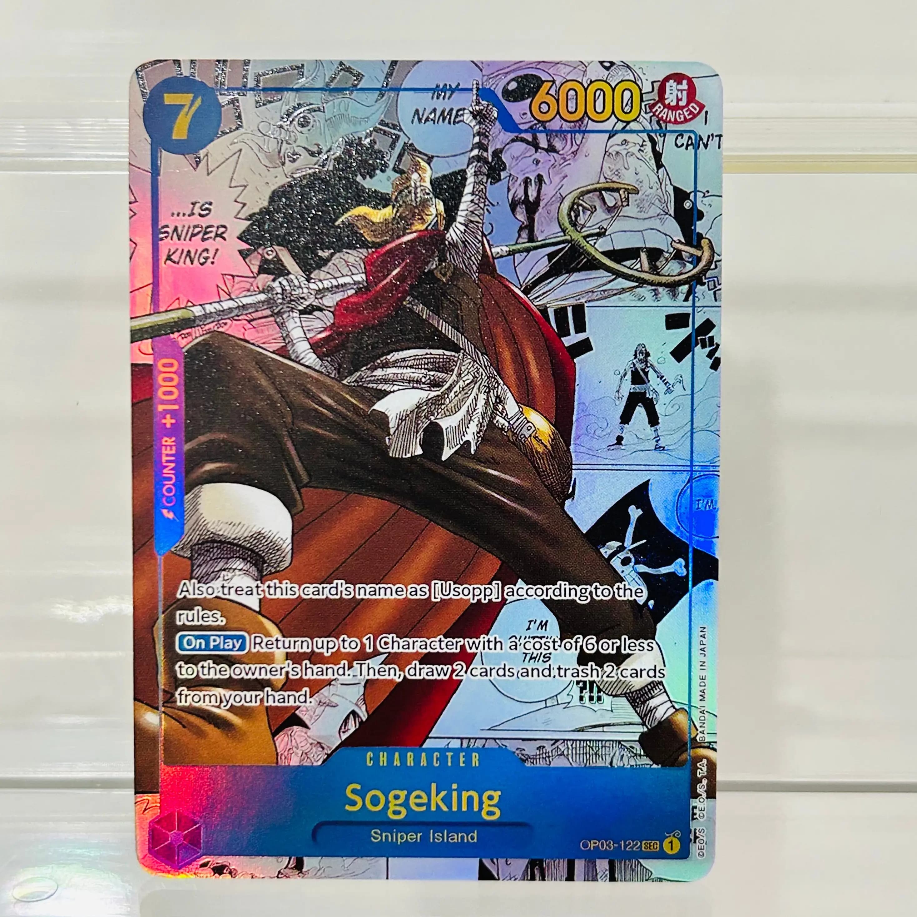 One Piece Sogeking OP03-122 SEC Card English Version Holographic Texture Perfect Condition DIY Premium Anime Collection Card