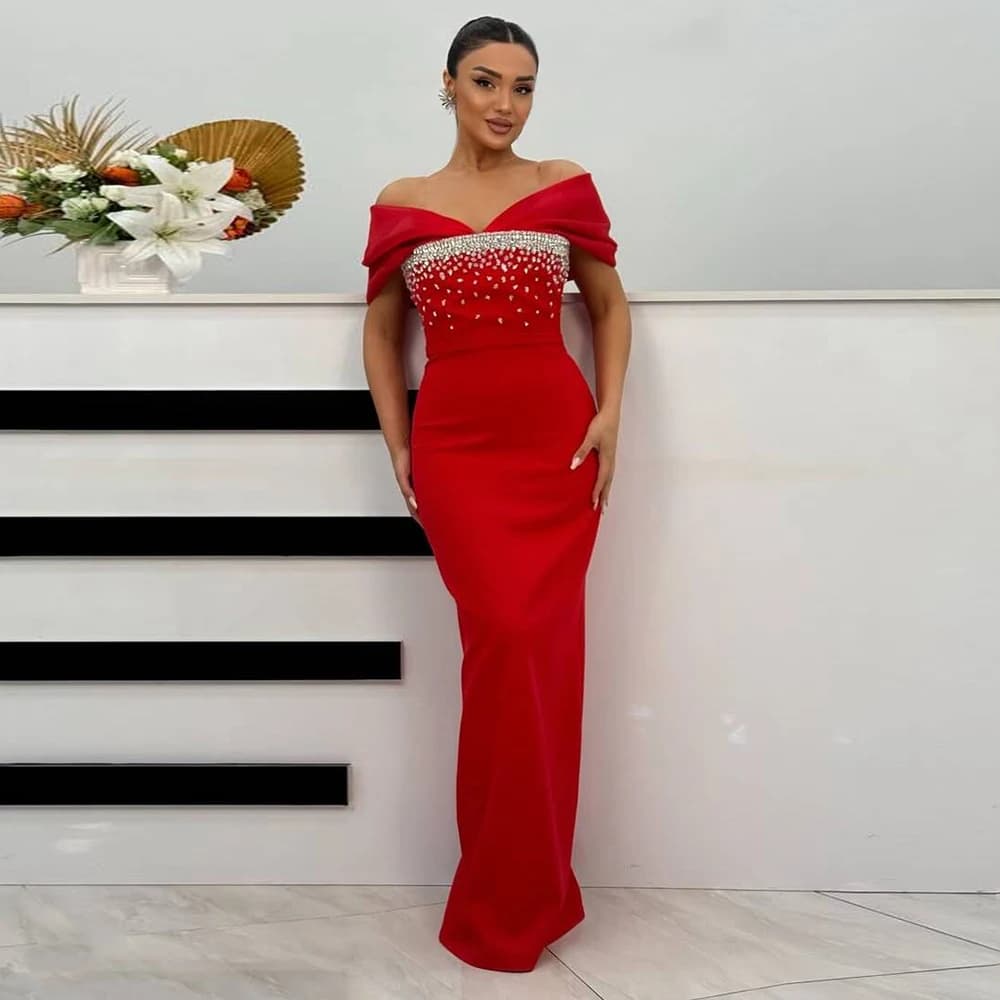 Elegant Diamond Beading Bandage Dress Women Off The Shoulder Patchwork Clothes Party Dresses