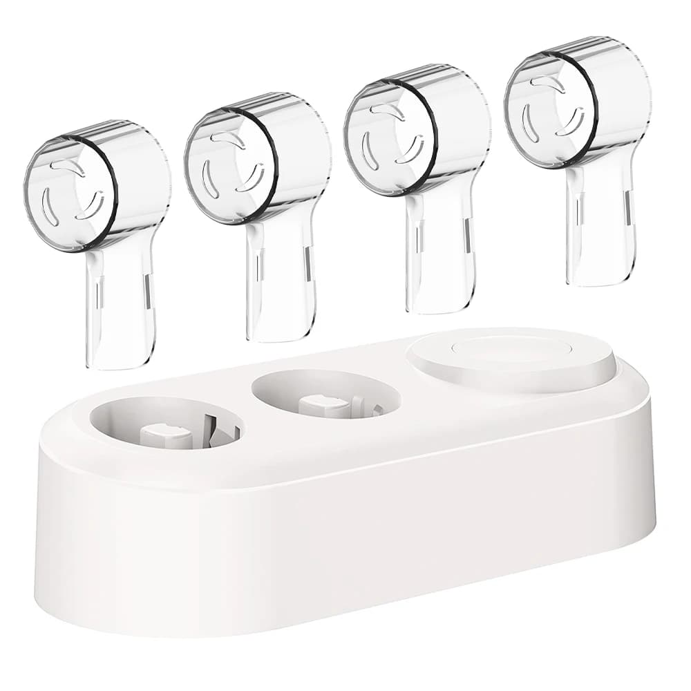 Wireless magnetic charging base and 4 dust protection covers for brushes compatible with Oral B iO 7 8 9 10 electric toothbrush