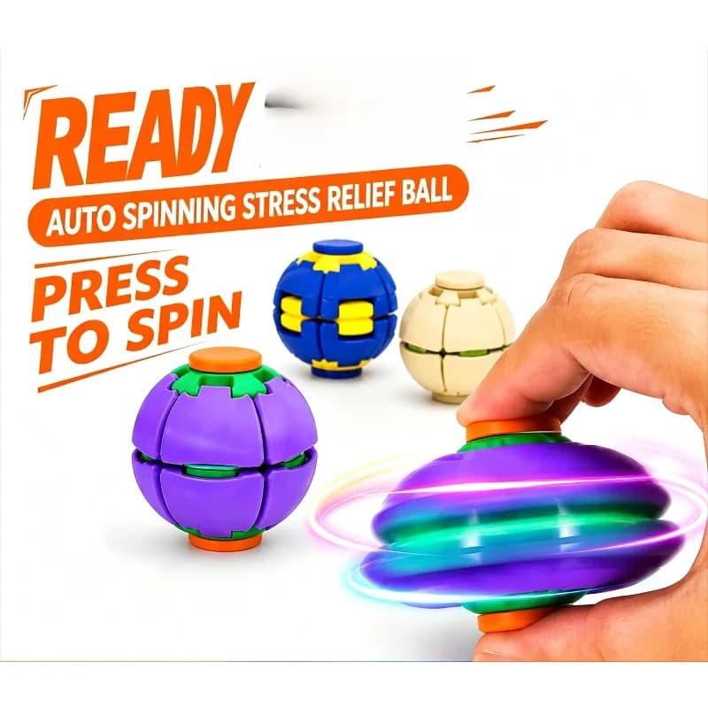 Press To Spin Fidget Ball Fingertip Spinner Toy Portable Stress Relief Toy Interactive Decompression Toy for Adults Kids