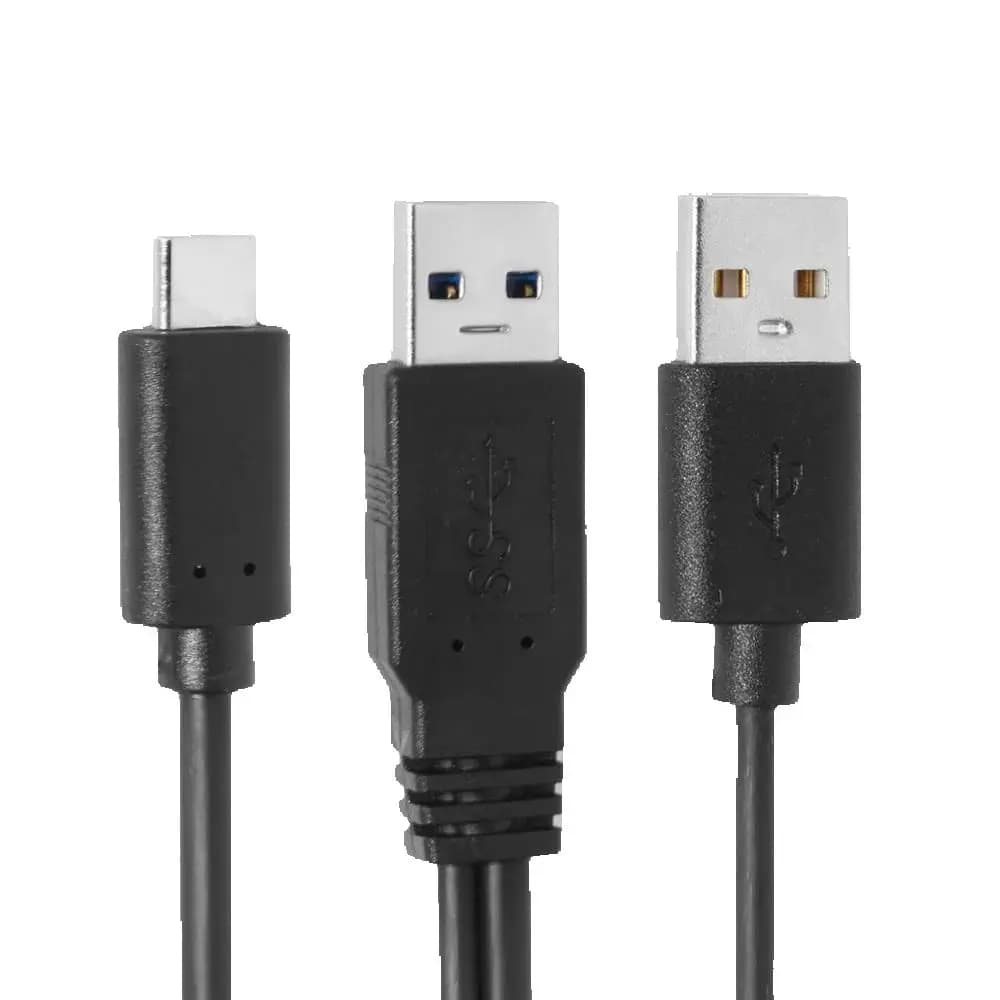 Cavo per disco rigido mobile USB 3.0 da 0,6 m AM maschio a tipo C maschio Cavo di trasmissione dati doppio a forma di Y Alimentazione fino a 5 Gbps