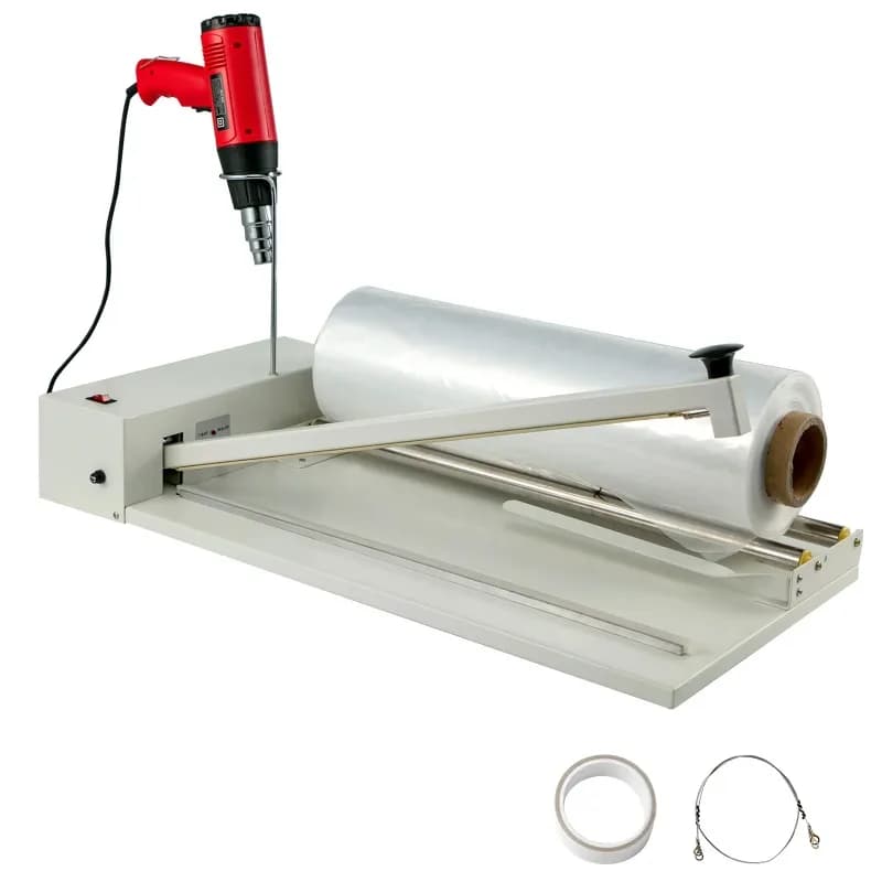 Macchina Termosigillatrice per Film Termoretraibile 12/18/24 Pollici con Pistola Termica 1800W, Film in Rotolo Disponibile per PVC, POF, Libri, Giocattoli, Alimenti