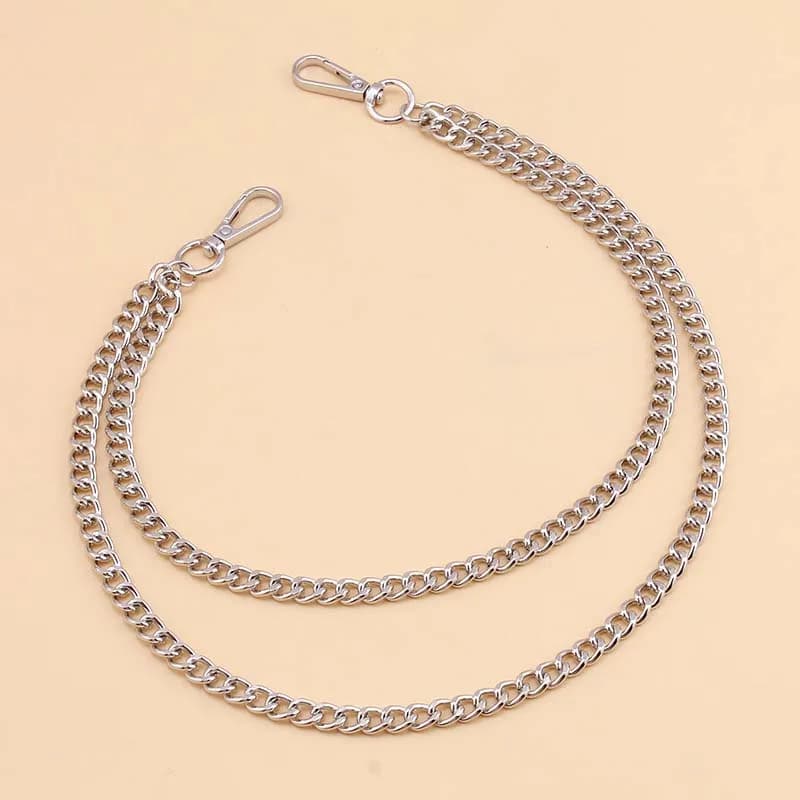 New Punk Hip Hop Double Layer Metal Pants Chain Silver Tone Jeans Waist Chain Fashion Party Jewelry Accessory For Men Women