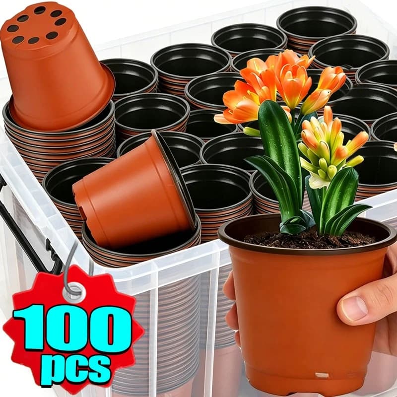 100/20pcs Two-colors Seeding Nursery Pot Plastic Plants Flowers Seedling Cups Grow Box Home Garden Nursery Pot Potted Containers