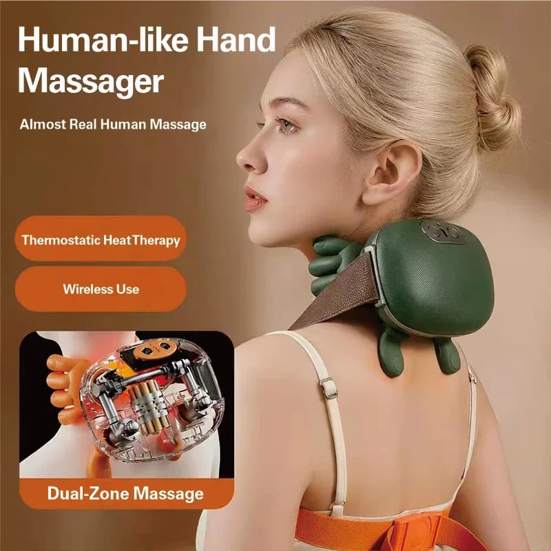 Bionic Wireless Massage for Collo and Spalle, Cervicale Massage and Trapezius with Impament Function, Brushless Motor, Massajeador for Collo