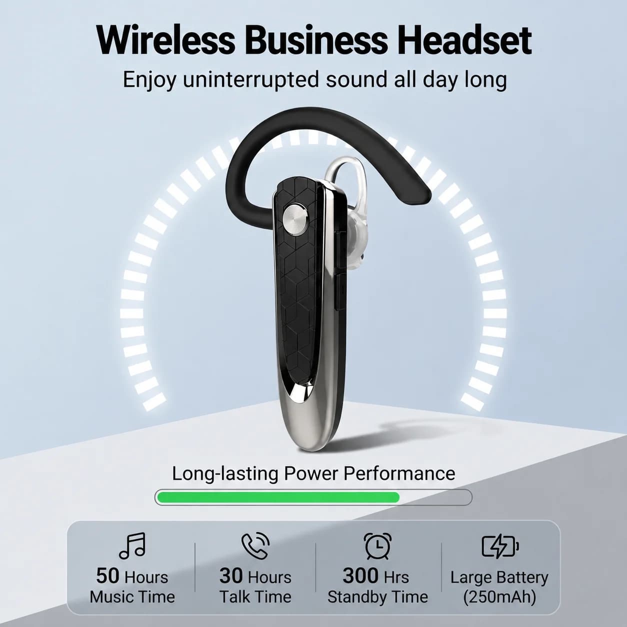 DENREEL auricolare Bluetooth V5.3 cuffie Wireless auricolari vivavoce auricolare musicale 30H con microfono CVC6.0 per affari/guida