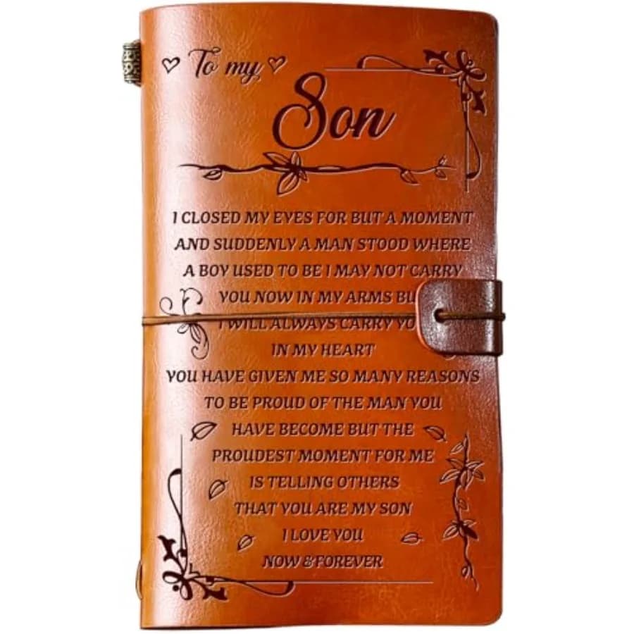 Son Gifts from Mom Dad, to My Son Leather Travel Journal 140 Pages Presents, Birthday Christmas Graduation Valentines Fathers D