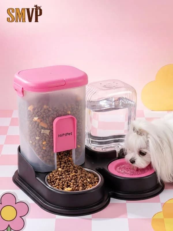 Gravity Pet Feeder and Water Dispenser Set Anti Spill Automatic Food Water Bowl for Cats Dogs No Electric Pet Feeding Station