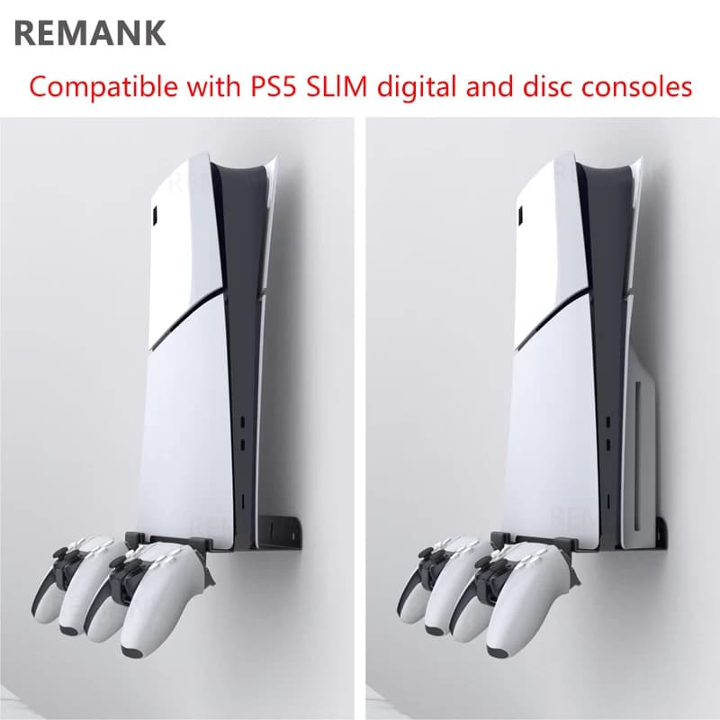 Supporto da Parete REMANK P5 Slim per Due Controller, Base per Edizioni Digitale e Disco, Accessorio per Console di Videogiochi