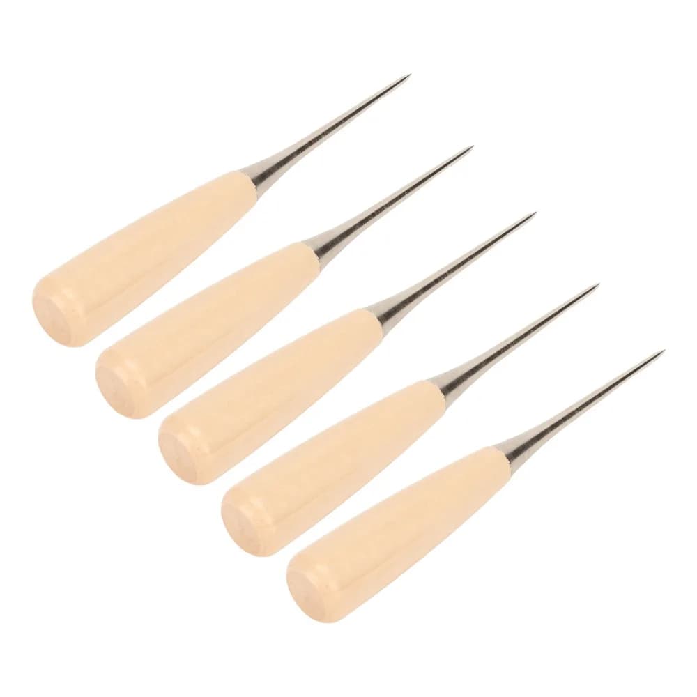 10pcs Stitching Wooden Handle Leather Awl Stainless Steel Punching Hole Maker Leather Punch Leather Hole Punch Leather Craft