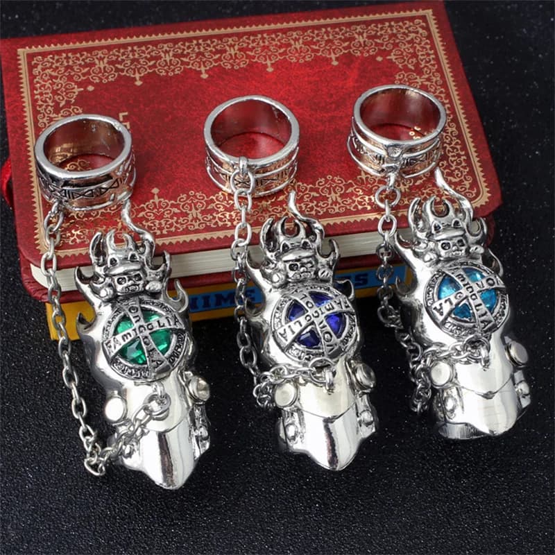 Anello Girevole con Gemma a Tema Anime Giapponese Hitman Reborn, Accessorio Cosplay, Giocattolo da Collezione, Regalo per Fan Punk e Gothic