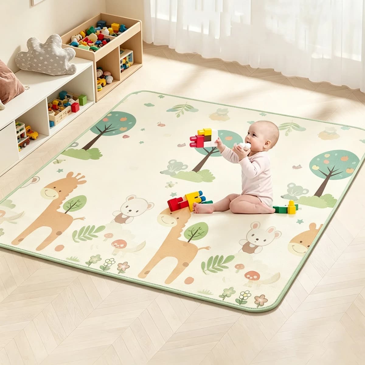 Folding Mat Carpet Rug Playmat 200x180/180x120/180x150cm Play Mat for Children's Thick Safety Mat Friendly Crawling Play Mats
