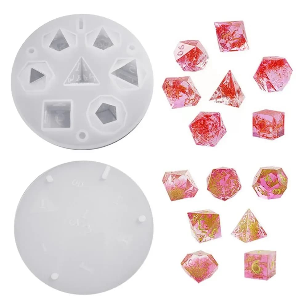 7 forme dadi stampi in resina epossidica fai da te fatti a mano poliedrico bordo tagliente dadi che fanno tavolo gioco da tavolo stampo in Silicone