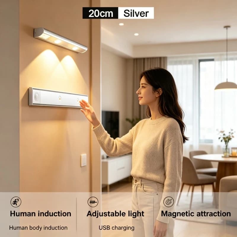 Motion Sensor Light LED Sensor Lamp Wireless Ultra Thin USB LED For Kitchen Cabinet Bedroom Wardrobe Indoor Lighting Night Light