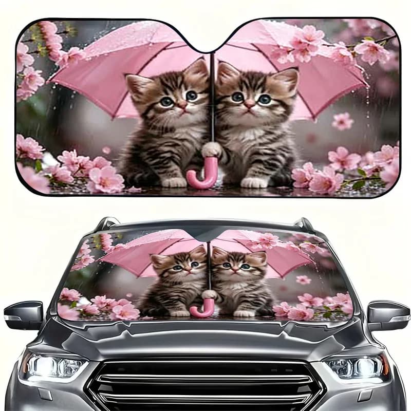 1Pcs Playful Design Sun Shade For Car Windshield, Easy Installation, With 4 Free Suction Cups.