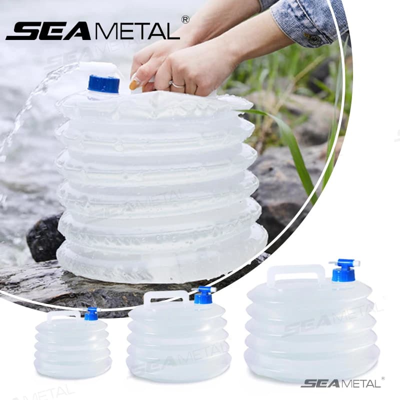 SEAMETAL Secchio Pieghevole per Auto 5L-15L, Contenitore Portatile per Acqua, Bottiglia per Campeggio e Accessori Auto