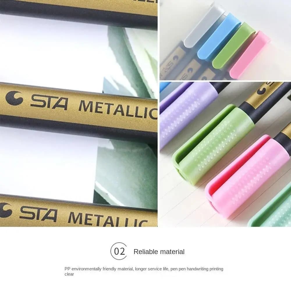Kawaii 10 Colors Metallic Marker Waterproof Stationery DIY Manga Drawing Craft Pens Permanent Paint Pen Writing