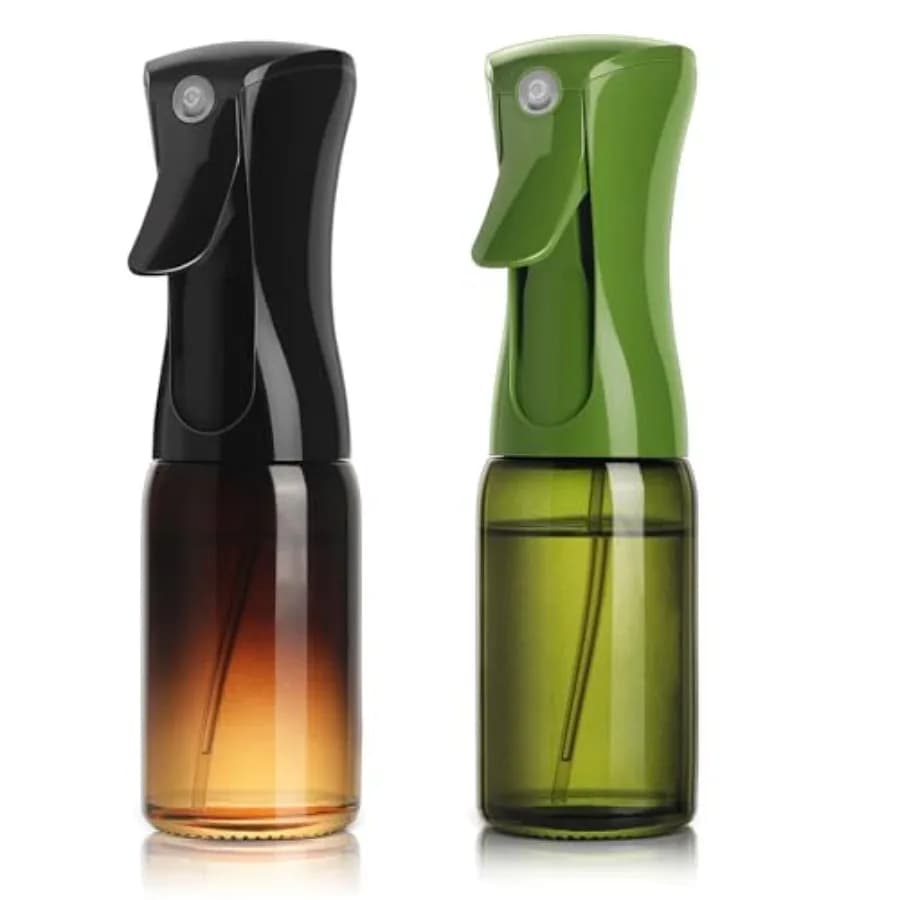 Spruzzino Premium per Olio d'Oliva, Bottiglia in Vetro Scuro per Cucina, Friggitrice ad Aria e Insalate, Nebulizzazione Fine, Facile da Usare, Colore Abyss e Verde