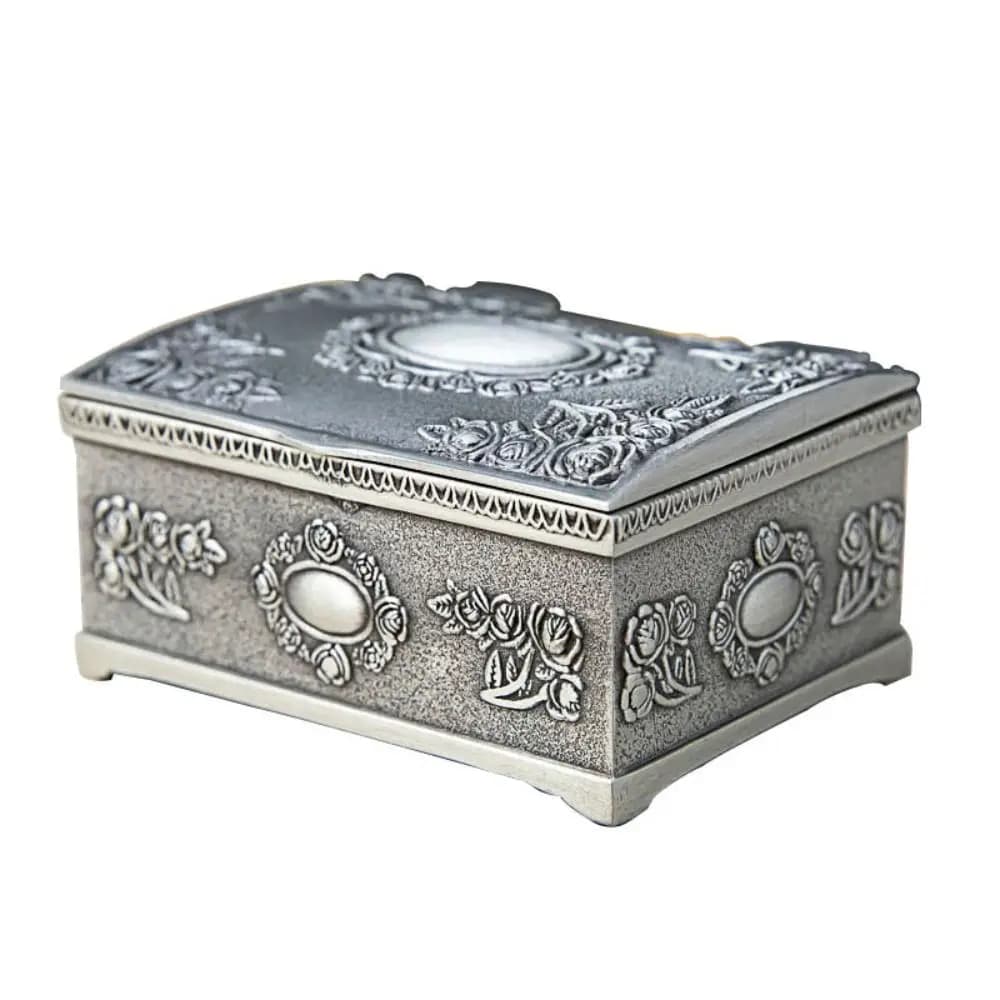 Portagioie in metallo con fiore vintage, decorazioni per la casa a forma di cuore, anello, braccialetto, organizzatore, antipolvere, anello retrò, gingillo