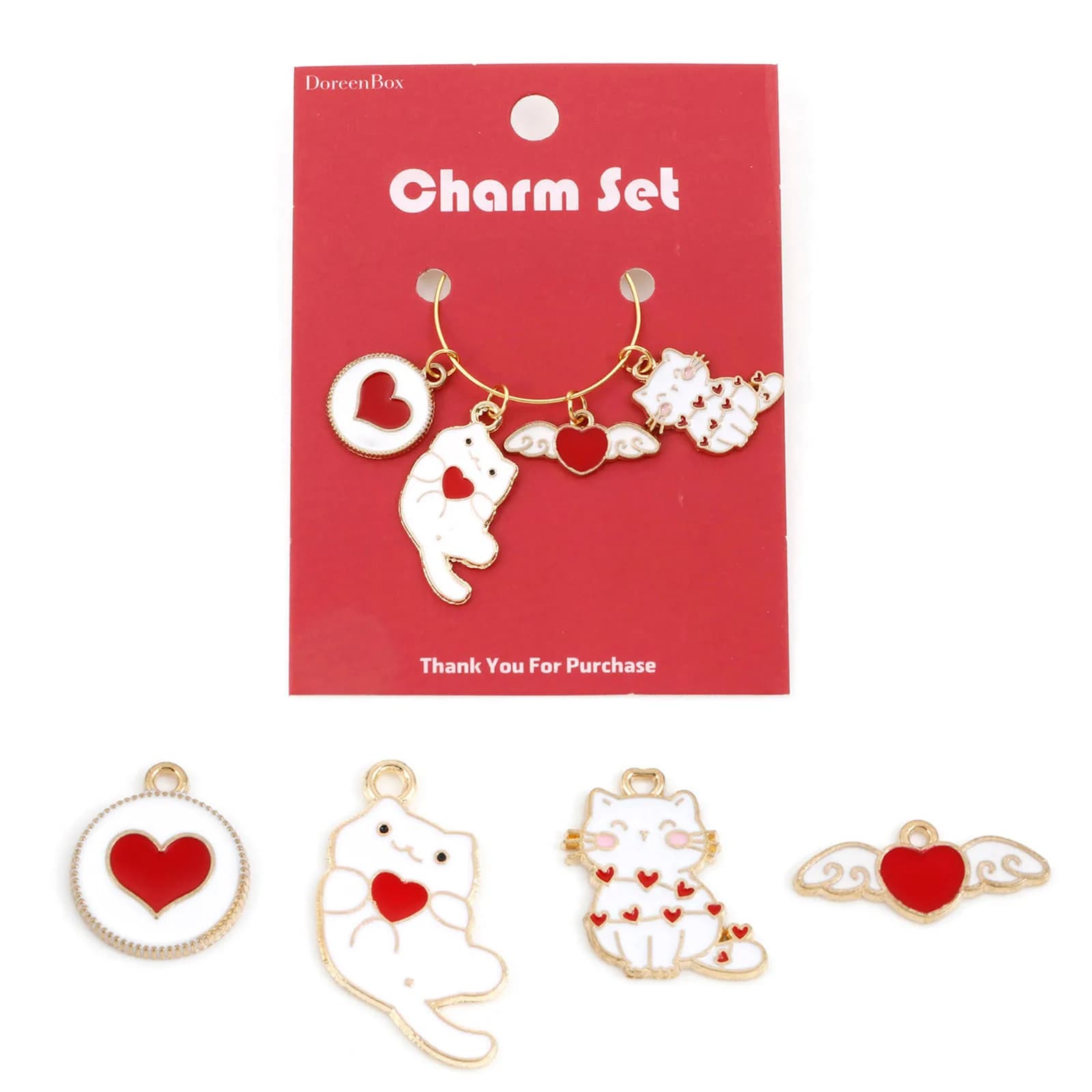 1 Set ( 4 pz/set) pennarelli per punto a maglia in lega di zinco animale bianco rosso smalto Love Cat per strumenti di marcatura con Clip ad ago fai da te