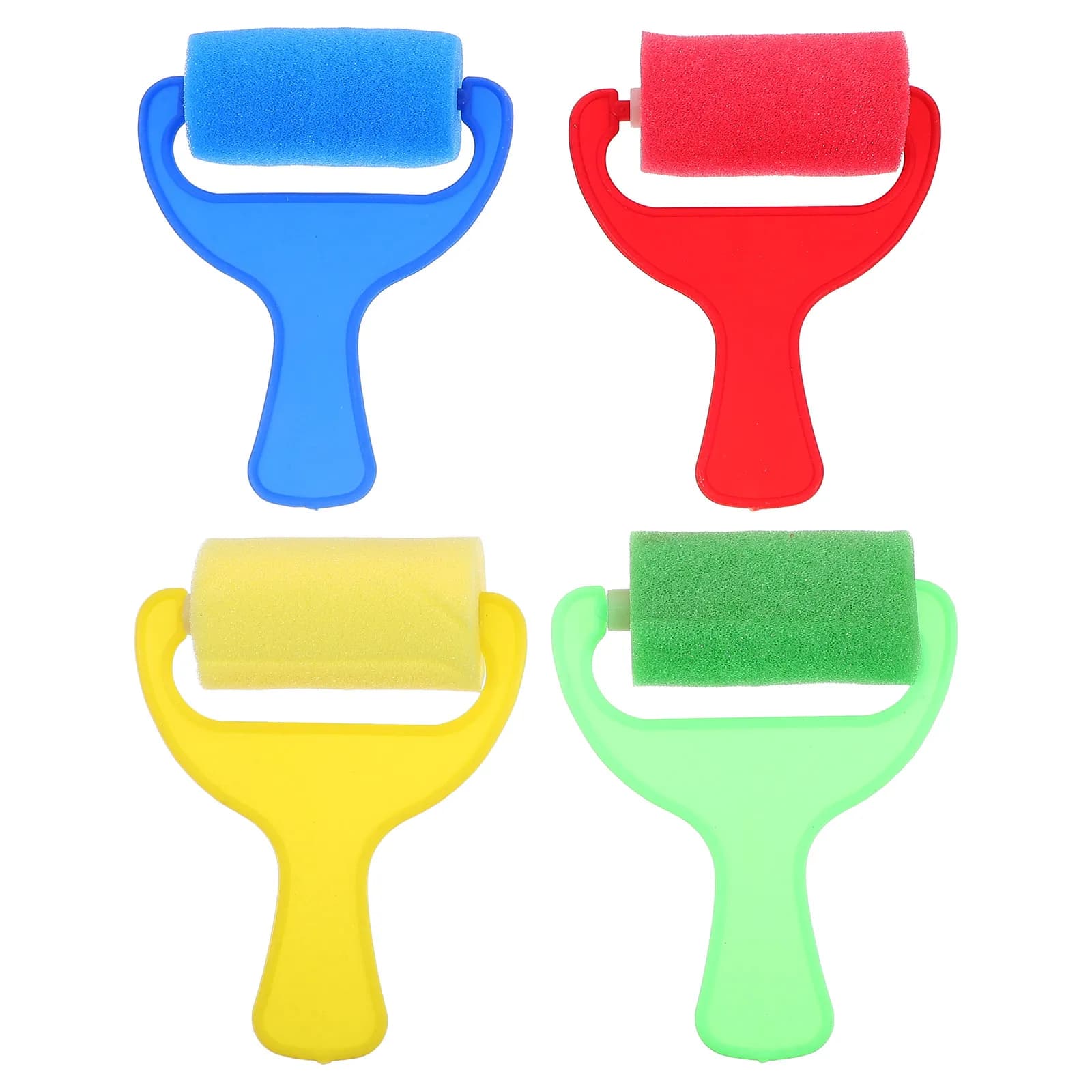 Set di 4 Rulli Spugna per Pittura con Manico Largo, Pennelli Portatili, Strumenti per Disegno, Rullo Spugna per Acrilico, Olio e Acquerello