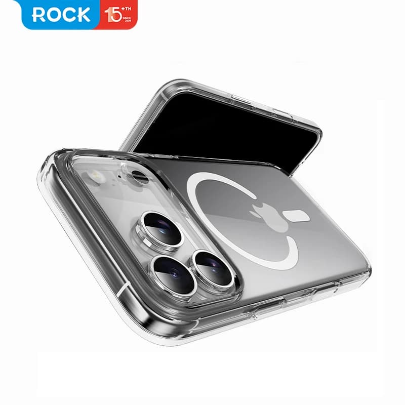 Per iPhone 17 Pro Max 17 Pro Custodia Rock Magnetic Crystal Clear PC + TPU Cover trasparente antigraffio per Magsafe per iPhone17