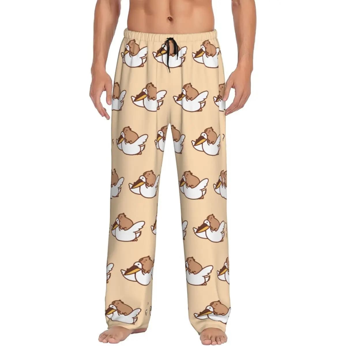 Pantaloni da pigiama capibara personalizzati per uomo Pantaloni da notte da salotto per indumenti da notte anime carini elasticizzati con tasche