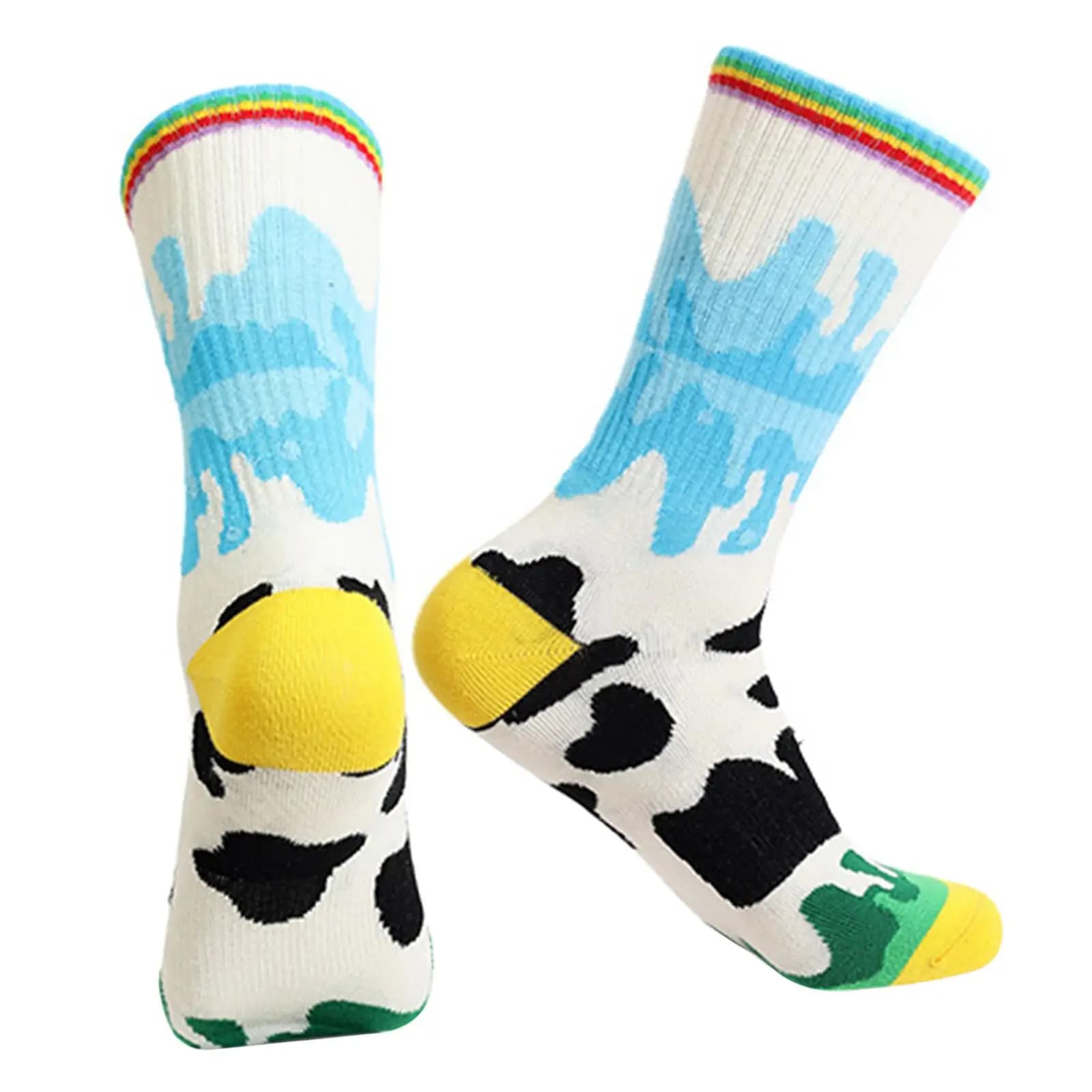 Combed Cotton Sports Crew Socks Men Women Funny Colorful Patterned Athletic Sock for Running Cycling Hiking