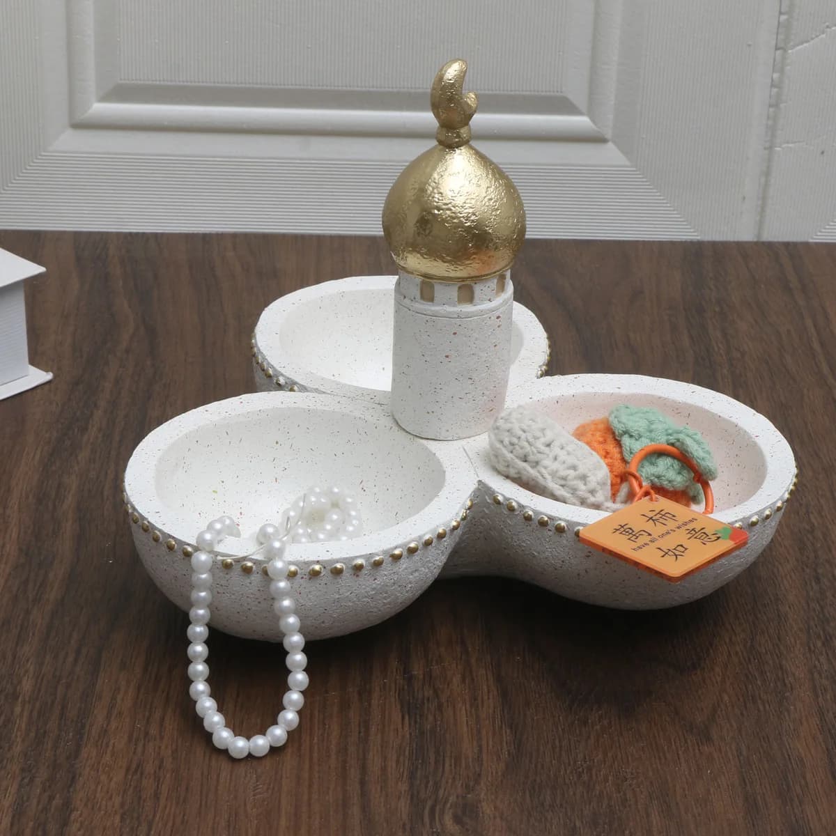 1 PC Ramadan Muslim Kaaba Cupola Islamic Mosque Desktop Ornament Table Crafts Gifts Jewelry Storage Box