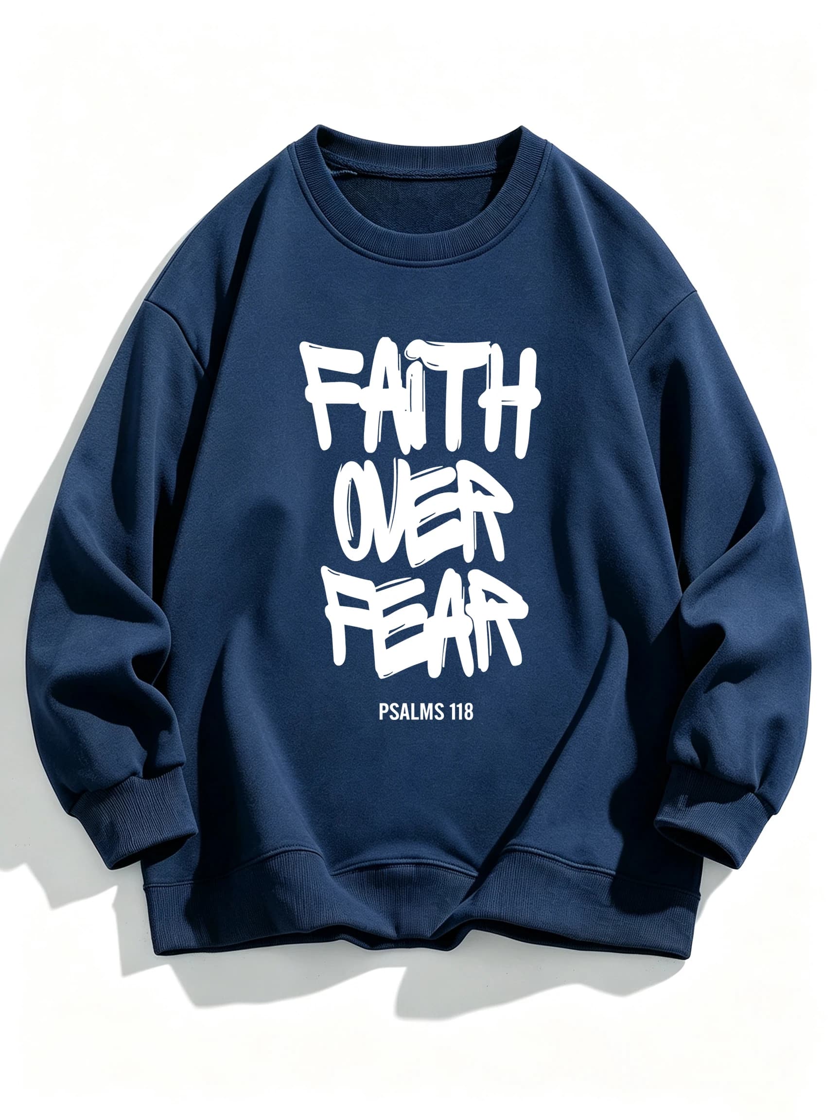 Faith Over Fear Printed Pullover, Korean Style Harajuku Aesthetic Hoodie, Gothic Style Women's Spring and Autumn Pullover