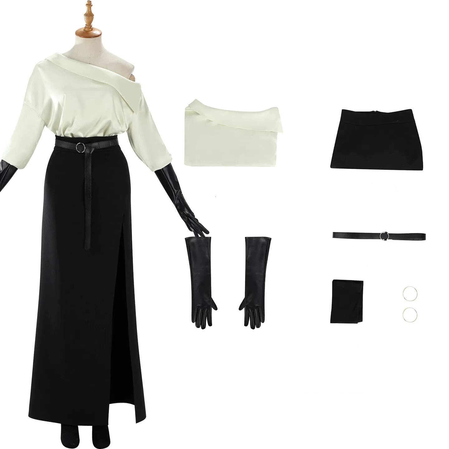 Orecchini e Accessori per Cintura Costume Cosplay Grace in Abito Nero di Resident Evil Requiem Anime Horror per Halloween e Giochi di Ruolo