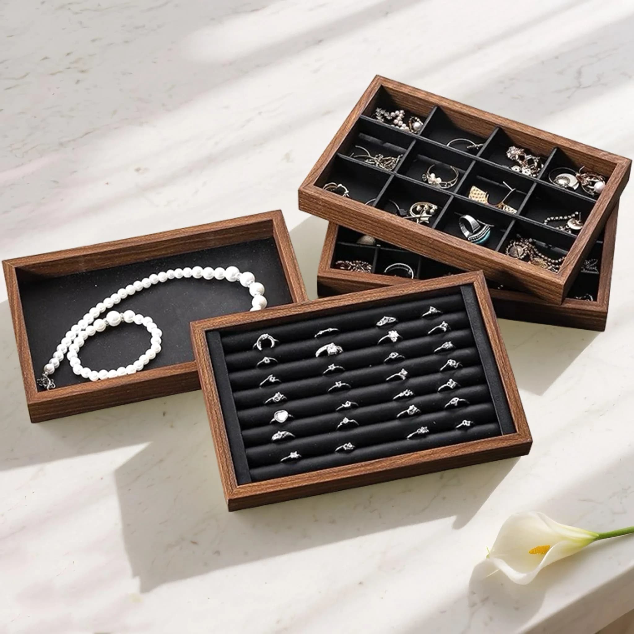 1pc Multiple Styles Jewelry Dispaly Tray Necklace Bracelet Earrings Ring Brooches Storage Box Drawer Jewellery Organizers