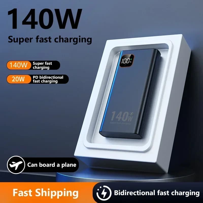 140W 100000mAh Power Bank Ultra Large Capacity Super Fast Charging Portable Power Digital Display External Battery For iPhone