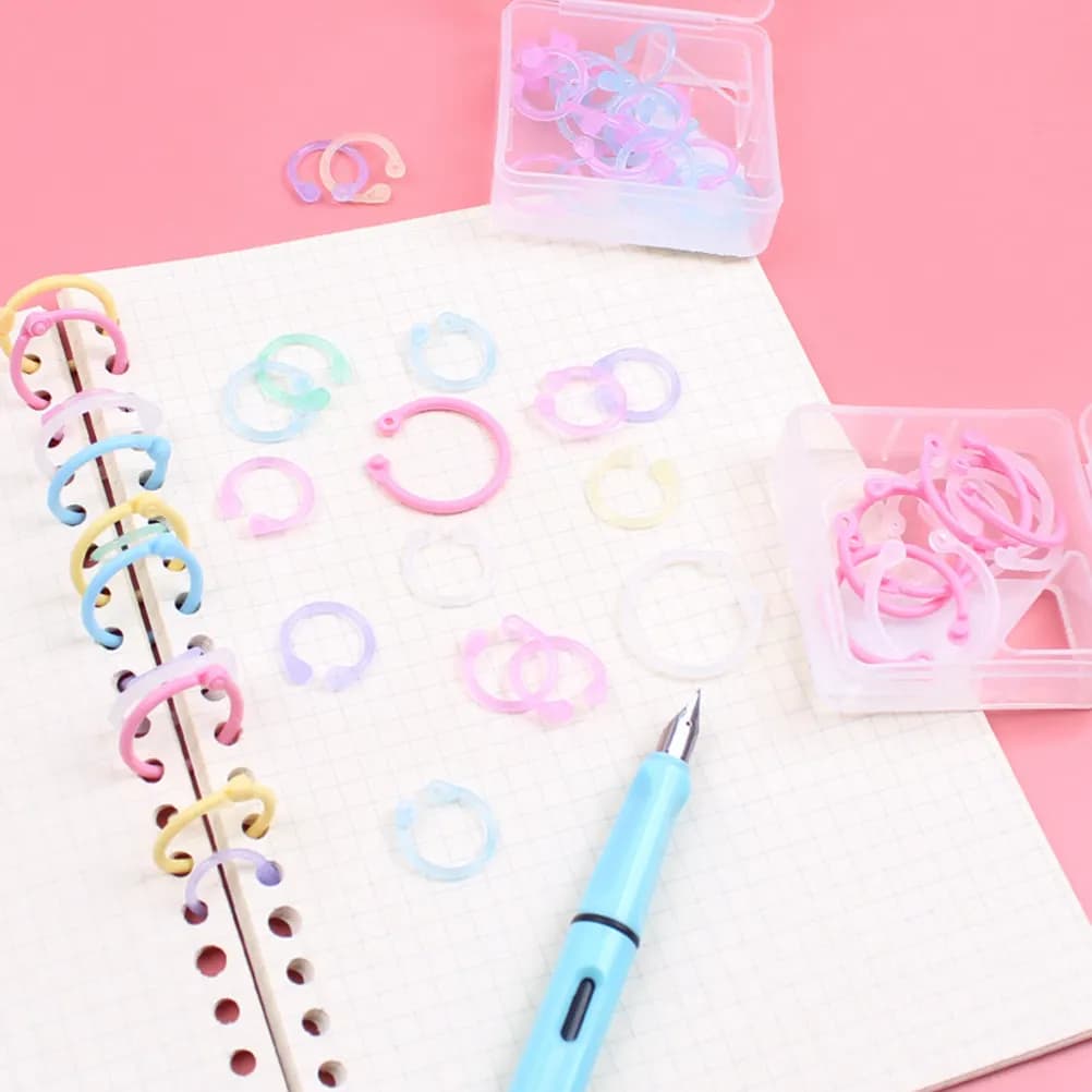 60Pcs Reliable Plastic Binder Rings Smooth Operation for Student Teacher Planner Notebook Organization Book Circles Office