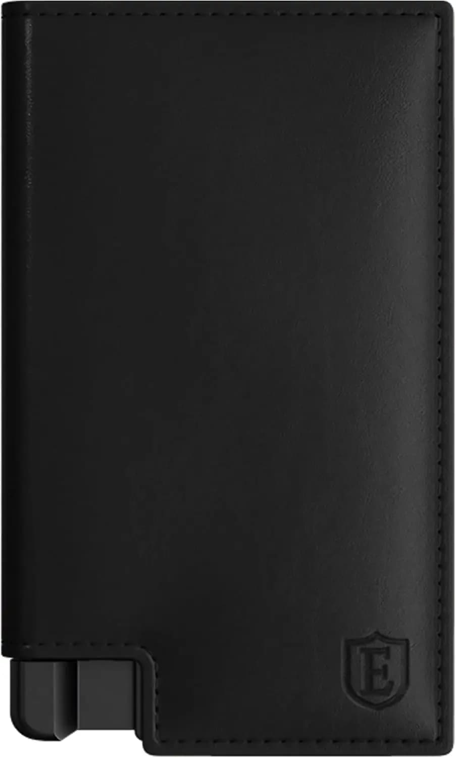 Portafoglio Minimalista RFID da Uomo - Porta Carte Sottile con Pulsante per Accesso Rapido alle Carte - Contiene 12+ Carte e Contanti - Nero