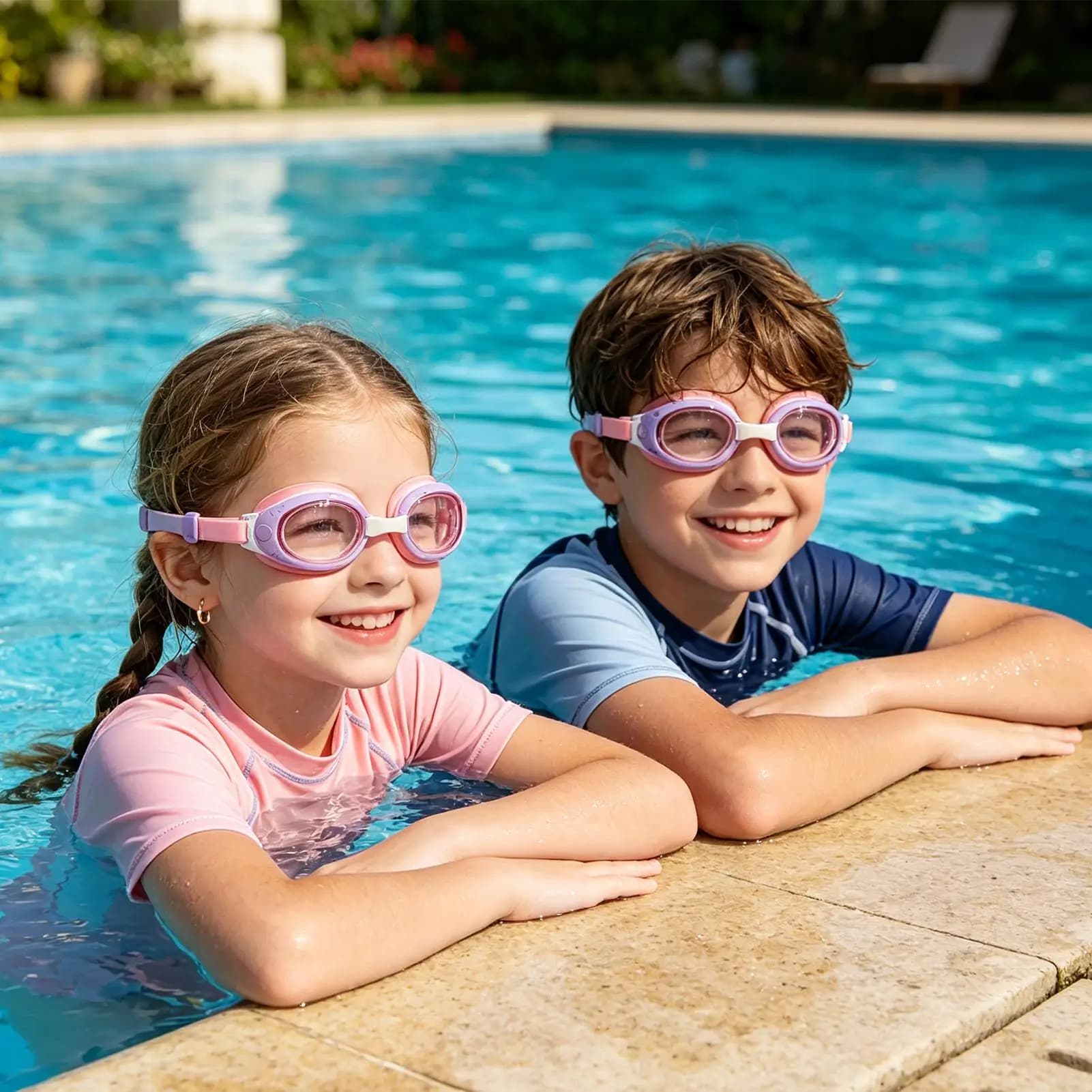 Occhialini da nuoto per bambini, occhiali da piscina larghi regolabili in silicone, occhiali protettivi per gli occhi per sport acquatici, per bambini dai 3 ai 12 anni, ragazze e ragazzi