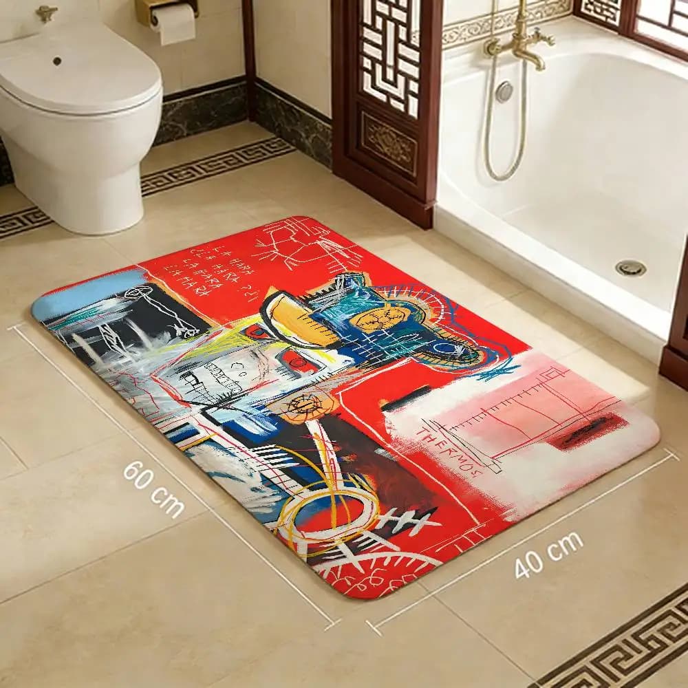 Art J-Jean-M-Michel B-Basquiat Cartoon Bathroom Mat Kids Room Bedroom Decoration Balcony Doormat Living Room Welcome Rug