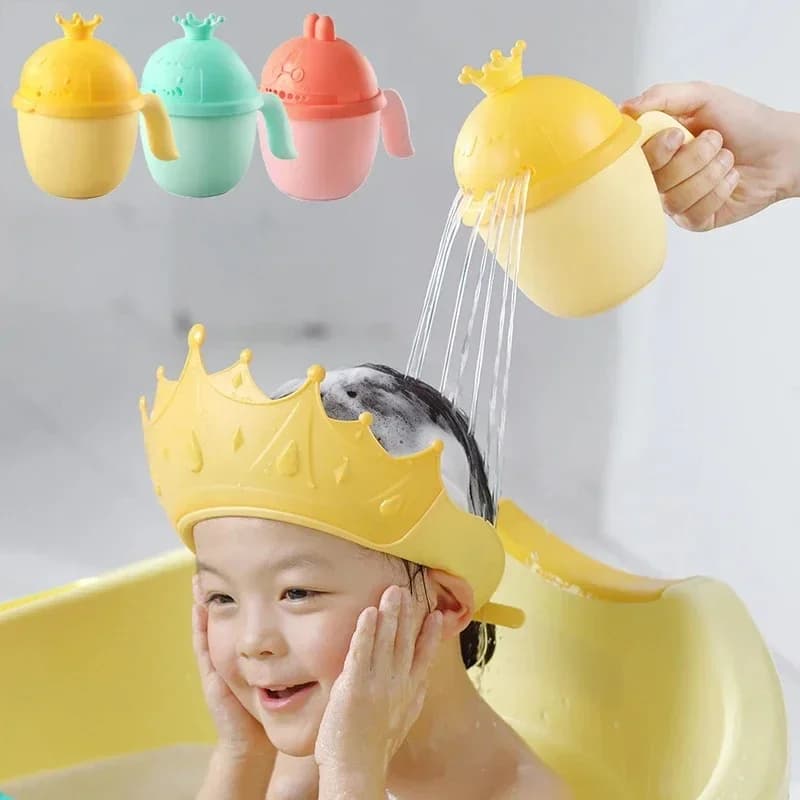 Adjustable Size Children's Shampoo Headset Children's Shower Head with Crown Protect Your Ear Hearing Aid Children's Shower Head