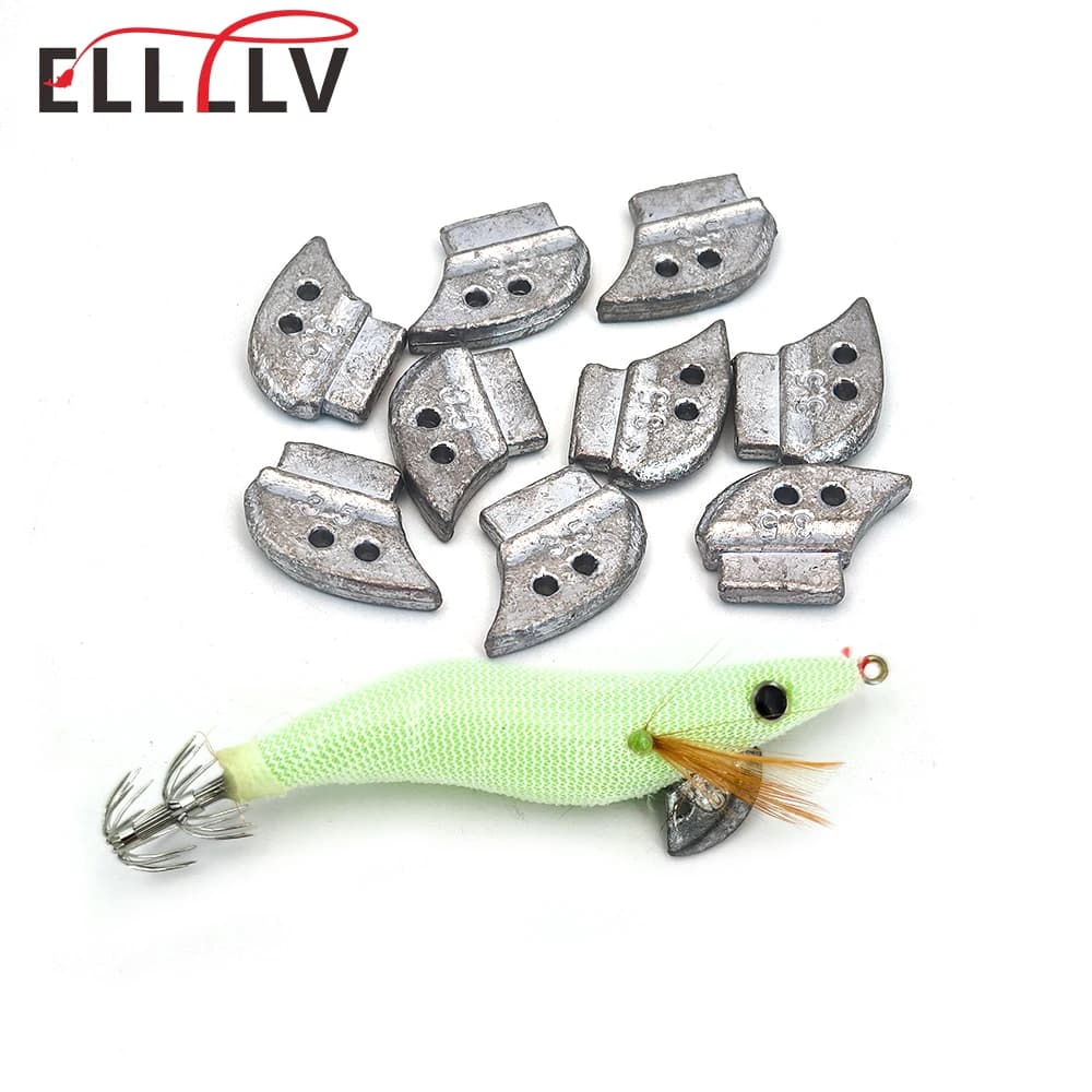 Ellllv 20 pieces 2.5 # 3.0 # 3.5 # Squid Jig Lure Weight / Sinker DIY weight for fishing gear with wooden shrimp bait