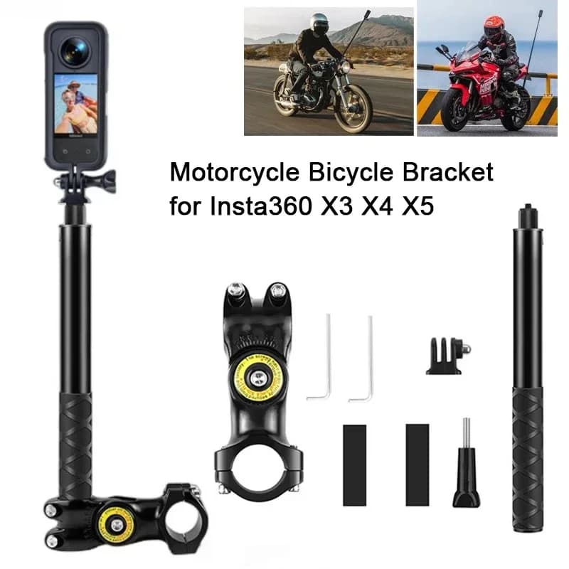 Support for Motorcycles and Bicycles for Insta360 X3 X4 X5, Invisible Selfie Auction for GoPro Hero13 12 11 10 and DJI Action Camera Accessories