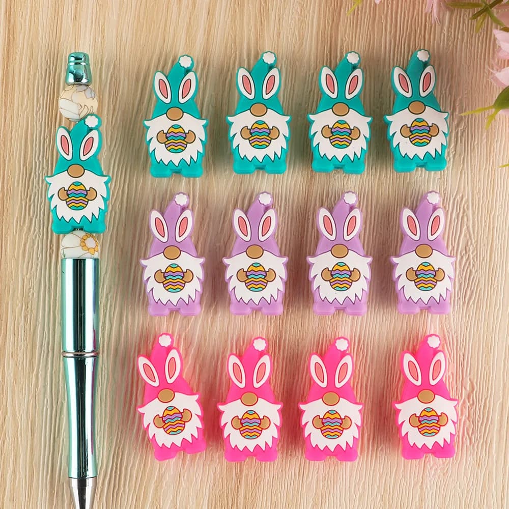 6 perline in silicone a forma di gnomo pasquale per la creazione di gioielli fai da te, braccialetti, collane, orecchini, ecc. Accessori personalizzati