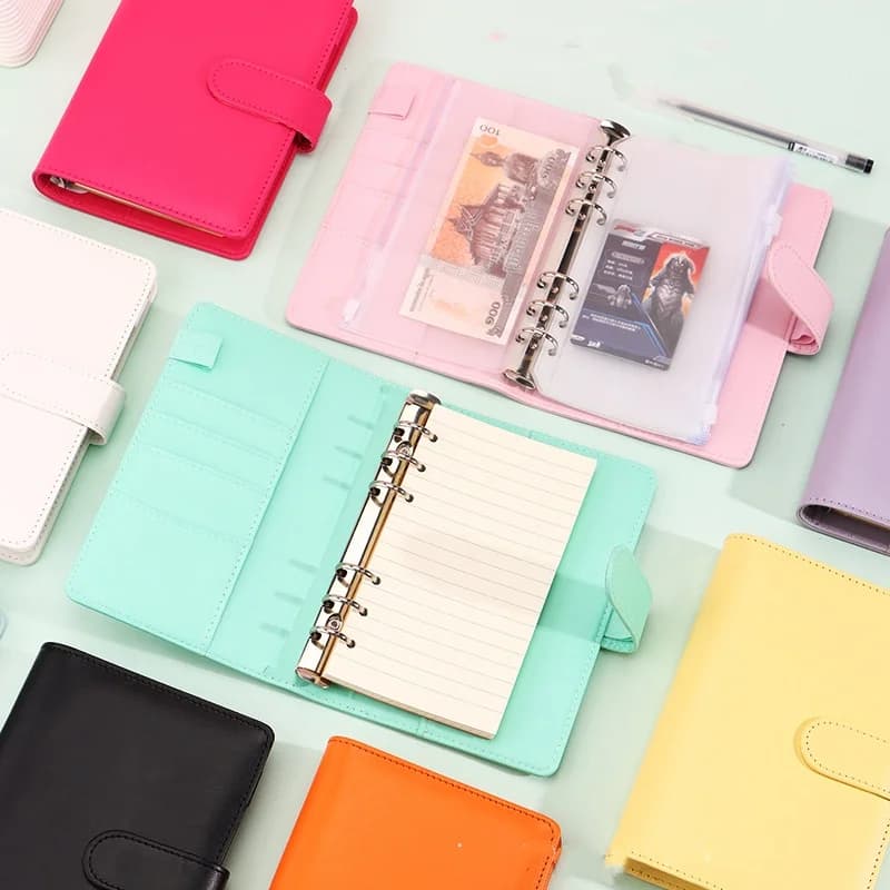 26Colors CMacaron Color AA5 A6 6 Ring Binder PU Clip-on Notebook Leather Loose Leaf Notebook Cover Notebooks Journal Stationery