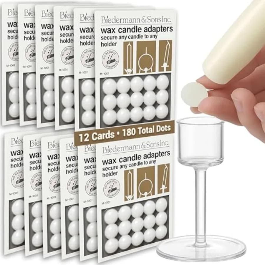 Adattatori Rotondi in Cera per Candele, Bianchi, 0,5 Pollici, 1 Cartoncino da 180 Punti, Punti di Cera Inodore Senza Tracce per Fissare le Candele a Stelo