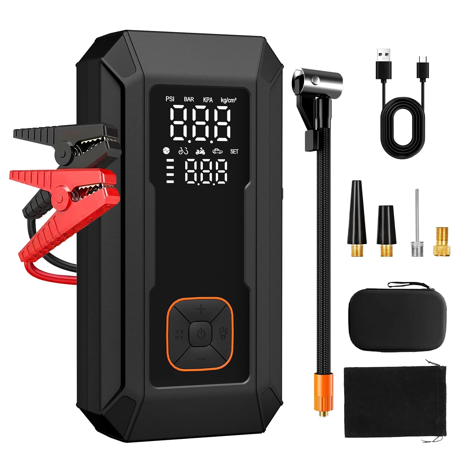 Avviatore di emergenza per auto 12V 8000mAh, gonfiatore pneumatici portatile wireless, dispositivo di avviamento di emergenza, power bank per auto