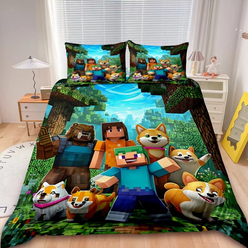 Children's Play Set Minecraft 3 Pieces Game My World Bed linen Set Kids Kids Children' Room Decoration Gifts