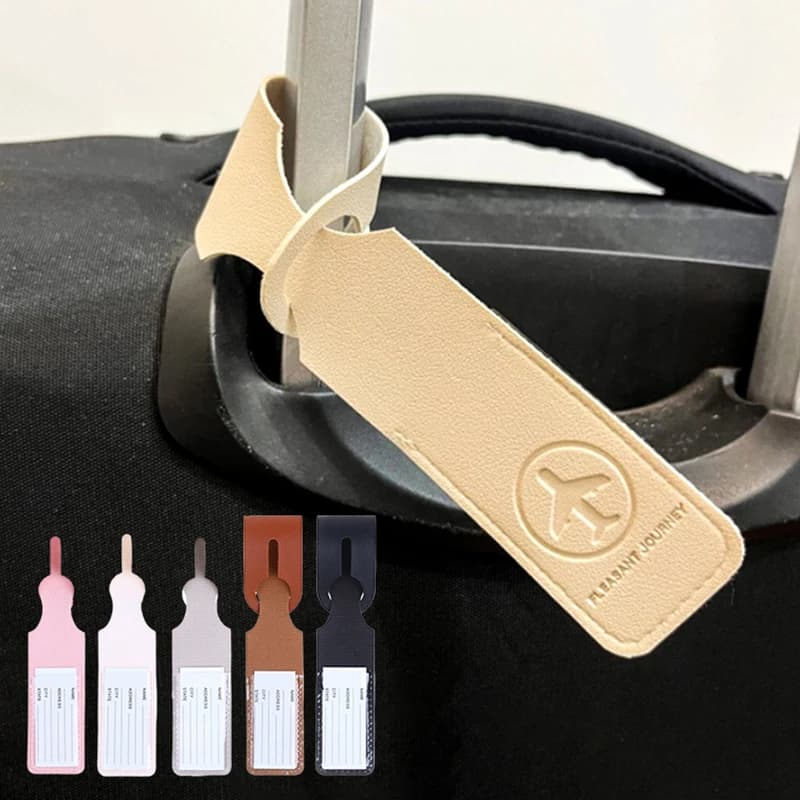 1 Pezzo Accessori da Viaggio, Etichetta per Bagagli in Pelle PU, Identificatore Creativo per Valigie, Porta Indirizzo ID, Etichette per Imbarco, Etichetta Portatile