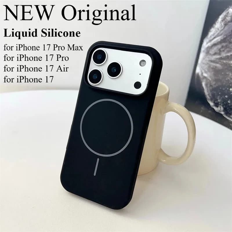 Custodia Originale Ufficiale di Lusso in Silicone Liquido Magnetico per iPhone 17 Pro Max 16 15 14 13 12 11 Compatibile con Ricarica Wireless MagSafe