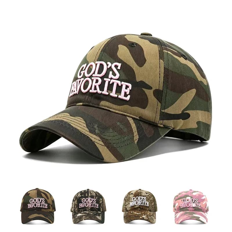 Camouflage baseball cap, embroidered military-style canvas hat, men's baseball cap with adjustable Velcro strap, cotton duckbill